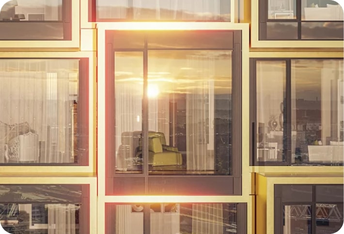 High ceilings and panoramic windows